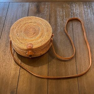 Round Woven Straw Crossbody Bag